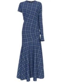 single sleeve check asymmetric dress at Farfetch